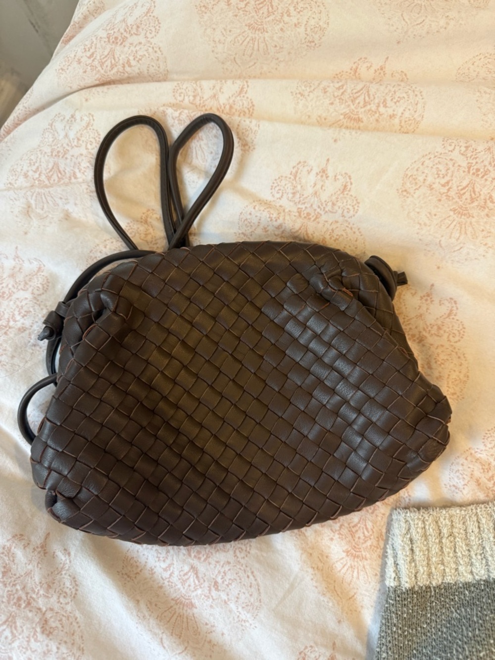 Quince Dark Brown Woven Leather Crossbody Bag - Picture 2 of 3